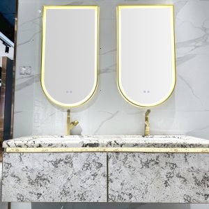 Natural Marble Countertop Solid Wood Bathroom Cabinet MS991-160